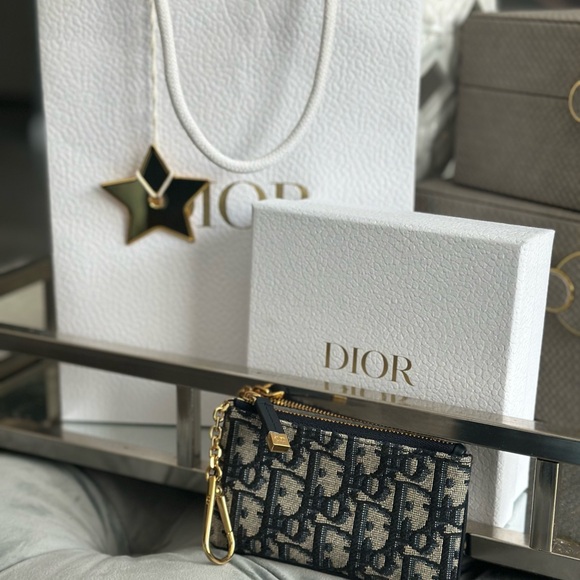Dior Navy and Gold Key Holder - Picture 1 of 2